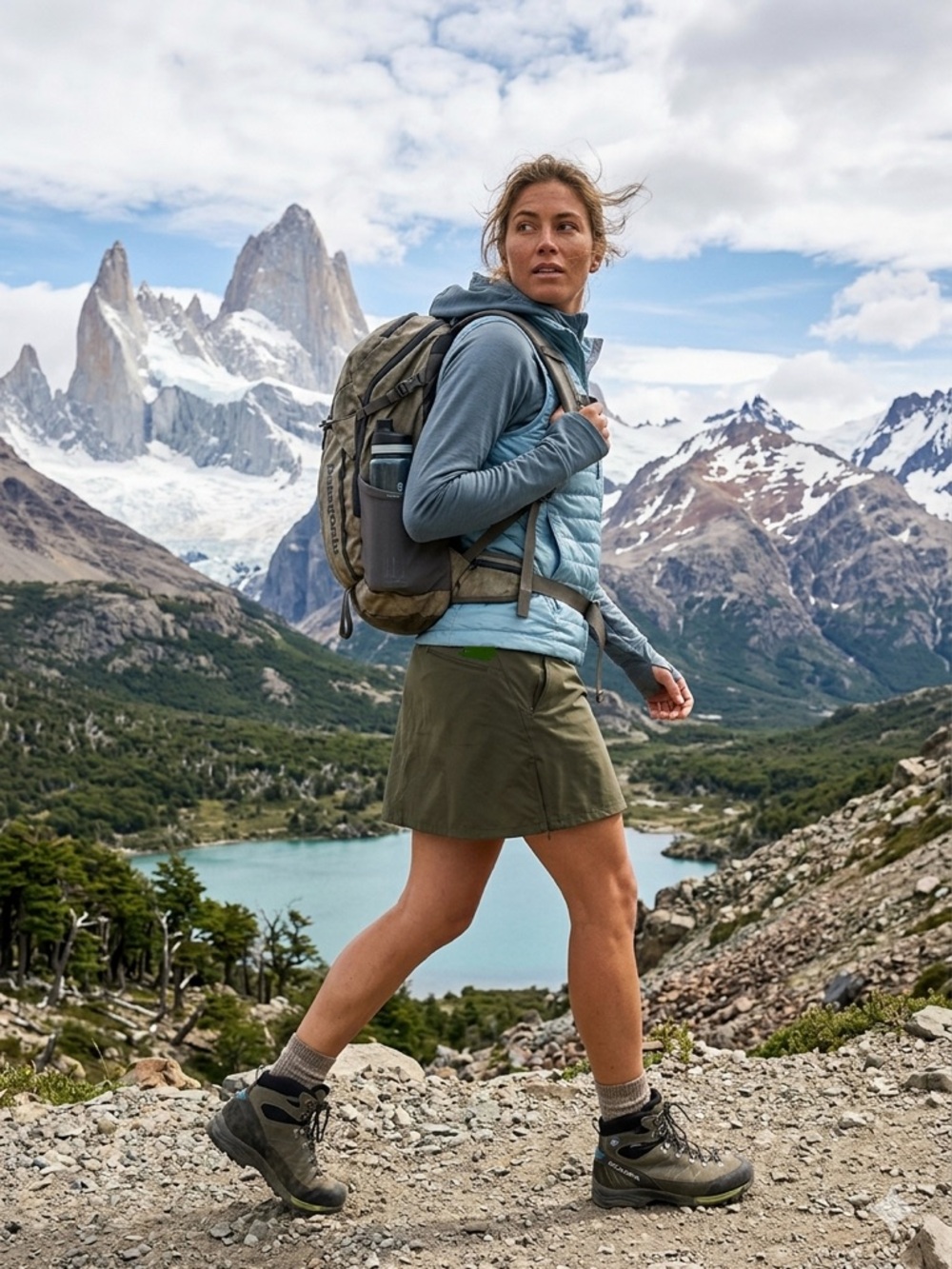 Patagonia Duway Skirt Size 8 Olive Green Hiking Skort DWR Finish